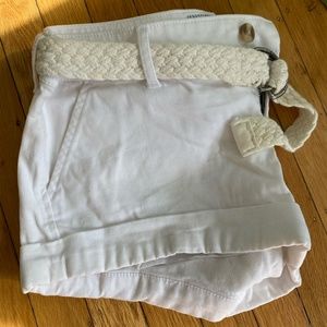 White Abercrombie Shorts with Belt